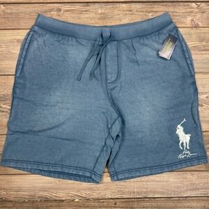 Polo Ralph Lauren Mens Fleece Shorts Size 2XLT Clancy Blue Big Pony Logo NWT
